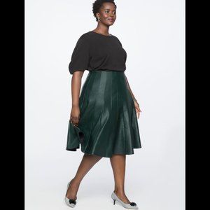 Eloquii Faux Leather Dark Green Trumpet Skirt
